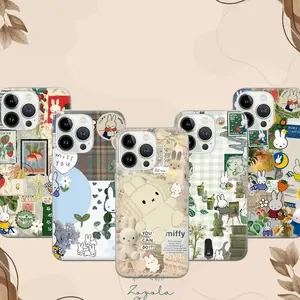 Miffy Phone Case Rabbit collage Cover for iPhone X, 11, 12, 13, 14, 15 & more – SS Galaxy S21 to S25 Ultra, Plus with Suction