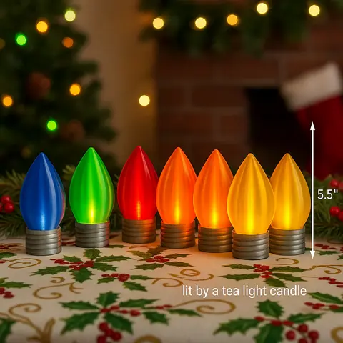 5.5" Christmas Bulb Tea Light – Illuminated Holiday Décor Ornaments Window