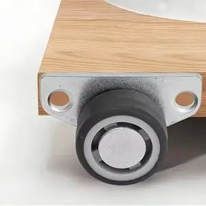 4 Piece Set Furniture Drawer Casters, Durable Quiet Smooth 1.25 Inch Side Mount Silent Wheels, Metal Surface Industrial Flat Base Feet, Furniture Moving Wheel, Swivel Wheels