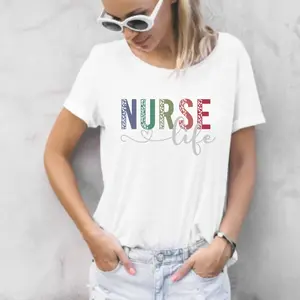 Nurse Life Half-Leopard DTF Print - Ready-to-Press Nursing Apparel Design, Direct-to-Film Print for T-Shirts