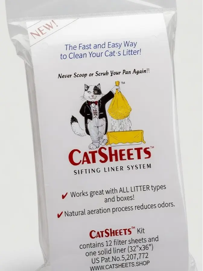 Catsheets Patented Sifting Litter Box Liner System - 12 Disposable Liners + Base, 5-Second Sift, No Scooping/Scrubbing, Fits Standard & Jumbo Litter Boxes
