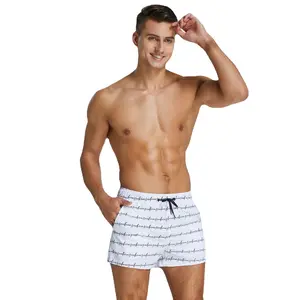 SEOBEAN Men's Summer Casual Athletic Beach Shorts - 95% Polyester 5% Spandex Blend, Slim-Fitting, Comfortable, Beige Plain or Vibrant Themed Menswear Lounge Bottoms, Casual Athletic Shorts, summervibes Fabric
