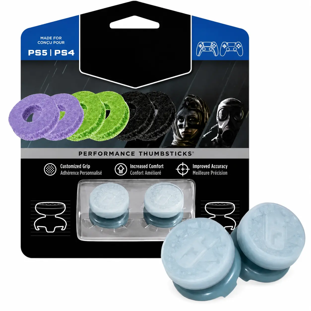 6-Pcs Precision Rings Game Controller Accessories, Silicone Rubber Aim Boost Kit with Adjustable Resistance, High-Density Foam for PS5, PS4, Xbox Sticks & Rings+PS R6