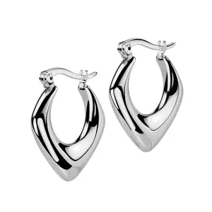 Polished Pointed Hinged Hoop Earrings - Pair - 316L Stainless Steel