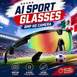 AI Sport Smart Glasses with 8MP Camera, Hands-Free Photo & Video, App-Based Translation, Bluetooth Calling, Lightweight Glasses for Cycling, Running & Travel button touch control