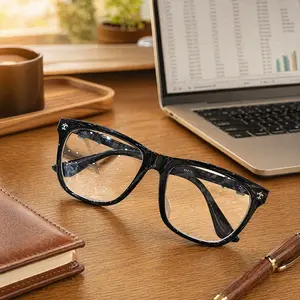 Viral Vintage Chunky Square Glasses • Unisex Thick Frame Eyewear • Lightweight Geek Chic Office Siren Optical Frame for Men Women