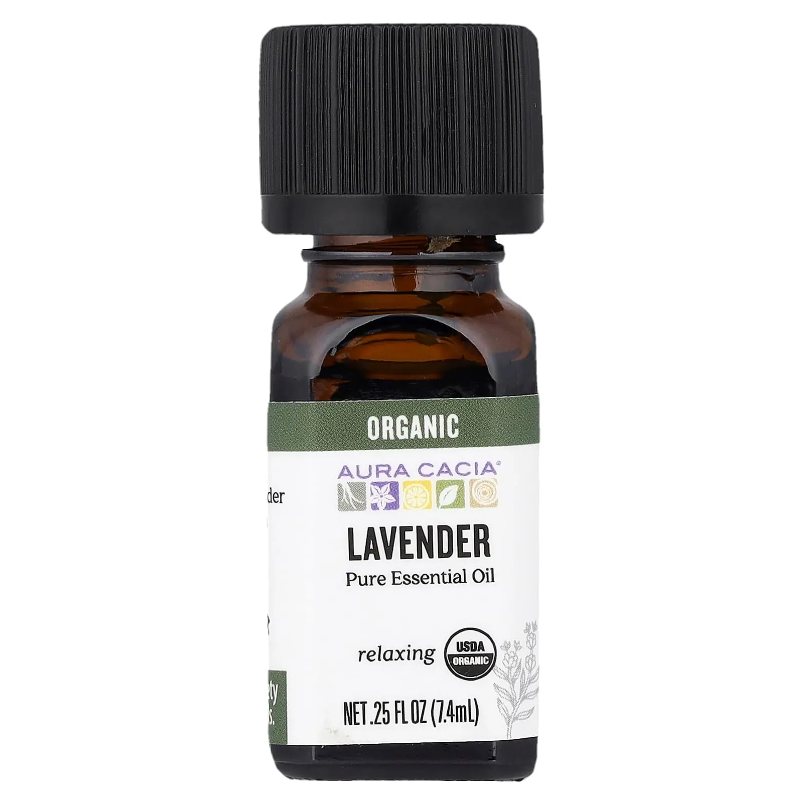 Aura Cacia Pure Essential Oil, Organic Lavender, 0.25 fl oz (7.4 ml)