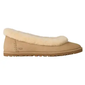 UGG Zora Ballet Flat Sand Women's Authentic Sneaker 1178111-SND Original Comfortable Everyday Wear Fuzzy Cozy Warm Winter Brown Tan Beige Slipper