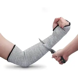 Cut Resistant Sleeves Level 5 Arm Protection Sleeve with Thumb Slot Grey Gardening Sleeves for Women Men