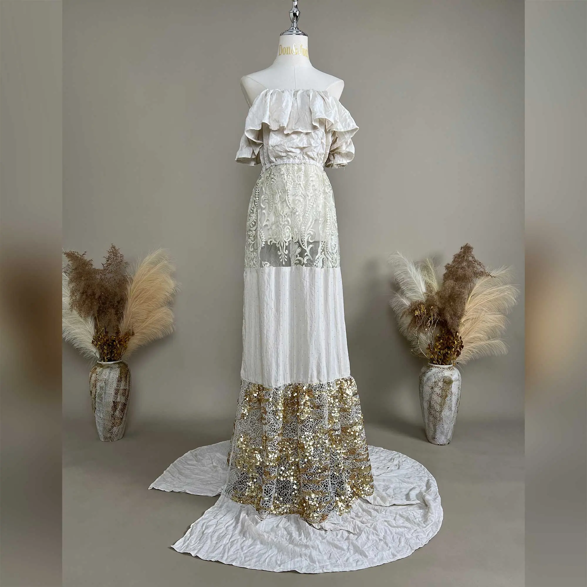 Sparkling Sequin Tulle Maxi Gown Maternity or Non-maternity Dresses for  Photoshoot and Baby Shower Outfit - TikTok Shop