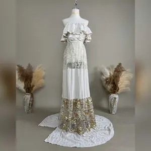 Sparkling Sequin Tulle Maxi Gown Maternity or Non-maternity Dresses for Photoshoot and Baby Shower Outfit