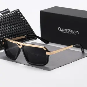 QueenSeven unisex metal polarized trendy stylish sunglasses for outdoor travel sunshade eye wear