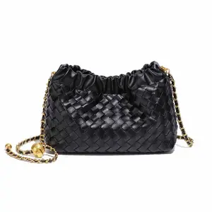 Women Pleated Cloud Bag Fashion Small Gold Ball Hand Woven Bag Small Fragrance Style Autumn Shoulder Crossbody Bag Elegant Trendy Soft Lightweight Casual Versatile Daily Use Shopping Dating Travel Commute Fashion Satchel Portable All-Match Ladies Handbag,