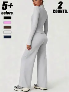 High Elastic Tight-Fitting Jacket + Slim Straight Leg Pants Set, Versatile Sports Style, Outdoor Cycling, Gym Yoga Exercise, Fashionable