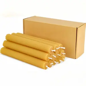 12PCS Beeswax Taper Candles, 3.94" (10x1.5cm) Hand-Rolled Honeycomb Candles, Black/White/Pink/Yellow/Red, Flexible for Most Holders, for Christmas, Mothers Day, Party, Dinner & Home Decor Gifts