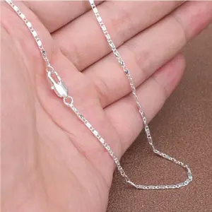 1pc Premium European Style  Flat Stardust Necklace, 2mm Chain, 16-30 Inches Length, For Women, Suitable For Daily Wear, Wedding, Party, Gift