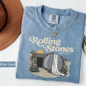 Comfort Colors Rolling Stones T-Shirt, Trendy Easter Clothing, Jesus Christ Shirt, Gift For Christian, Faith-Based Graphic Tee, Gift For Her