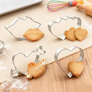 1/2/4pcs Stainless Steel Cookie Cutter Set - Cupid and Heart-Shaped Candy Molds, Cookie Cutters, Chocolate Cutters, Cake Decorating Molds, Baking Tools, Kitchen Gadgets, Christmas and Valentine's Day Cookie Mold Accessories, Essential Kitchenware