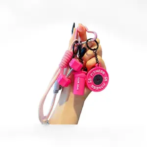 Fitness Keychain Set, MSilicone Dumbbell Kettlebell Weight Plate Keychains, Cute Keychain Gym Accessories for Men Women keychain gift high quality fashion jewelry jew lery Practical Durability Stylish keychains for women