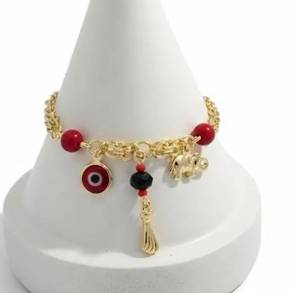 Yoan Jewerly Unisex Gold-Plated Protection Charm Bracelet #017, Non-Natural Crystal Jewelry Accessory