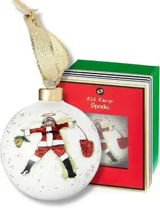 Spode Kit Kemp Christmas Ornament - Doodles Cruising Bauble- Porcelain Handcrafted Festive Charm, Unique Holiday Ornaments with Whimsical Design, Keepsake Holiday Decoration for Gifting