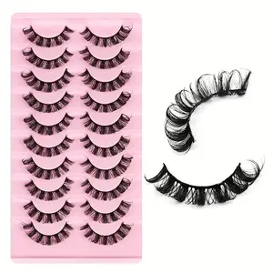 10 pairs Fluffy Wispy Strip Lashes - DD Curl Faux Mink Lashes Pack for Long-Lasting, Natural-Looking Eyelashes