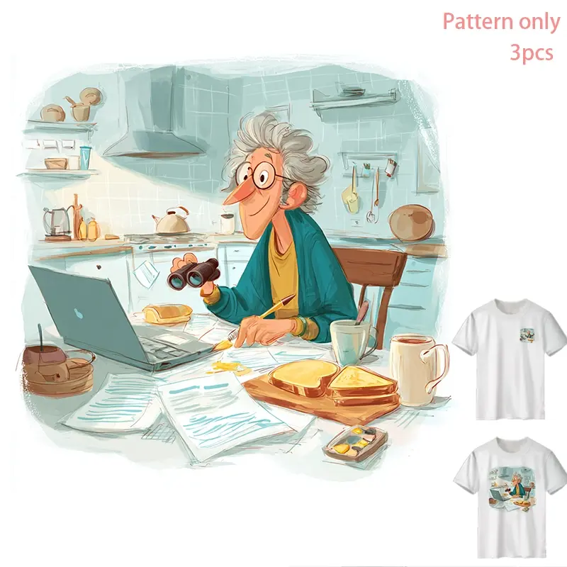 Creative Kitchen Scene DTF Heat Transfer Vinyl for T-shirts, Jeans, Hoodies, Backpacks - DIY Clothing Iron-On Design, Pattern Only
