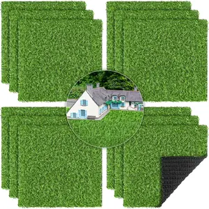 12-Pack Artificial Grass Mat Tiles, 12x12in Synthetic Turf Squares for Balcony, Patio & DIY Outdoor Decor extra-thick pool