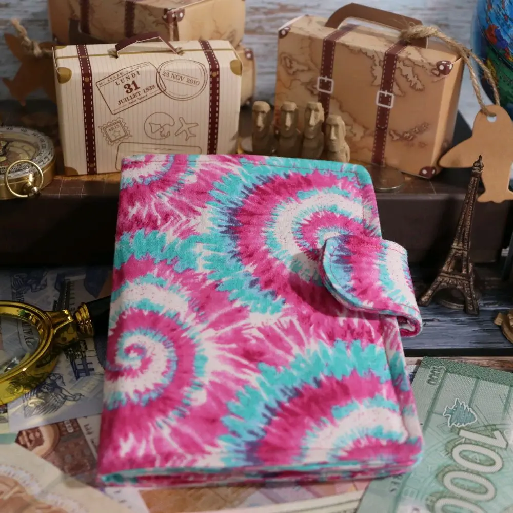 That Tye Dye Life: Pink Passport Wallet - Handmade with 3 Credit Card Holders, 2 Spacious Pockets, Extra Pocket for Notepad, Includes Pencil for Travel Convenience