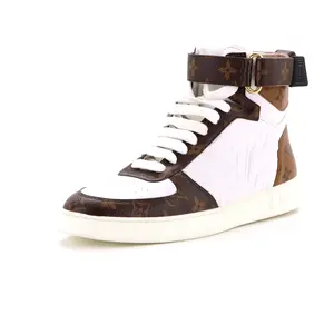 Pre-owned Louis Vuitton Women's Boombox Sneaker Boots Leather with Monogram Canvas and Reverse Monogram Canvas by Rebag