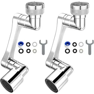 1080° Swivel Faucet Extender, Heavy Duty Rotating Sink Extension, Universal Swivel Multifunctional Robotic Arm, Rotating Splash Filter Extension Faucet Aerator for Kitchen Bathroom-2 Pcs
