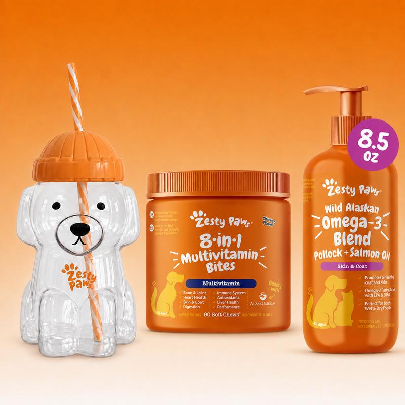 The Happy & Healthy Pup Pack- Free Pup Cup+ Salmon Oil 8.5 oz+Multi-Vitamin Bites