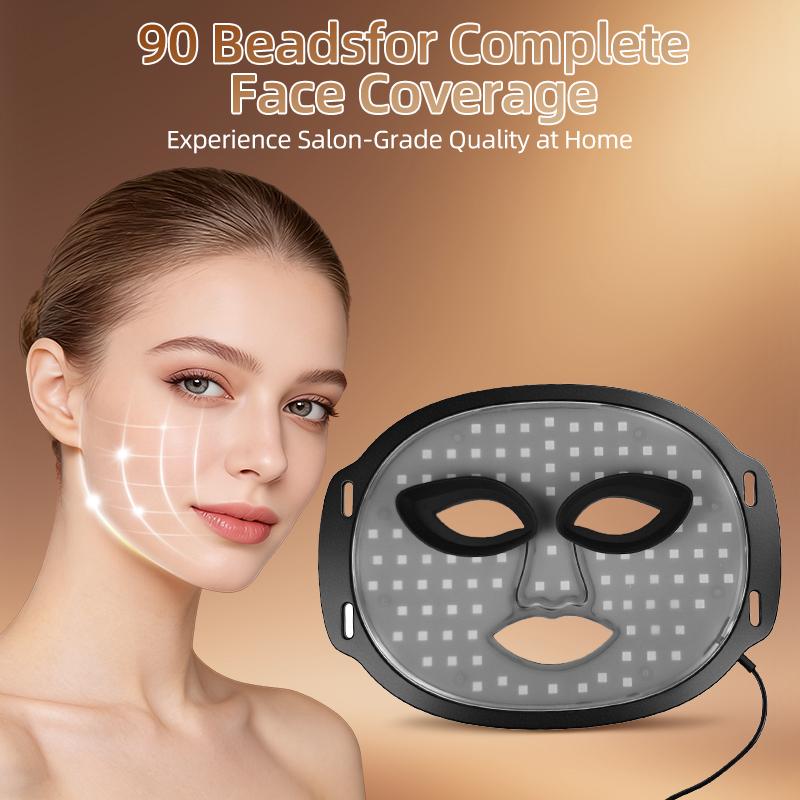 【Mother's Day Gift】Red Light Therapy for Face, LED Face Mask Light Therapy with Rechargeable Remote for Acne, Wrinkles, Skin Rejuvenation, Portable Facial Skin Care Mask with Timing Function - Home Use 96 LED Beads
