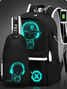 Lightweight Waterproof Backpack with Glowing Pattern, Large Capacity Adjustable Straps, Ideal for University and Travel, Perfect for High School Students and Father's Day