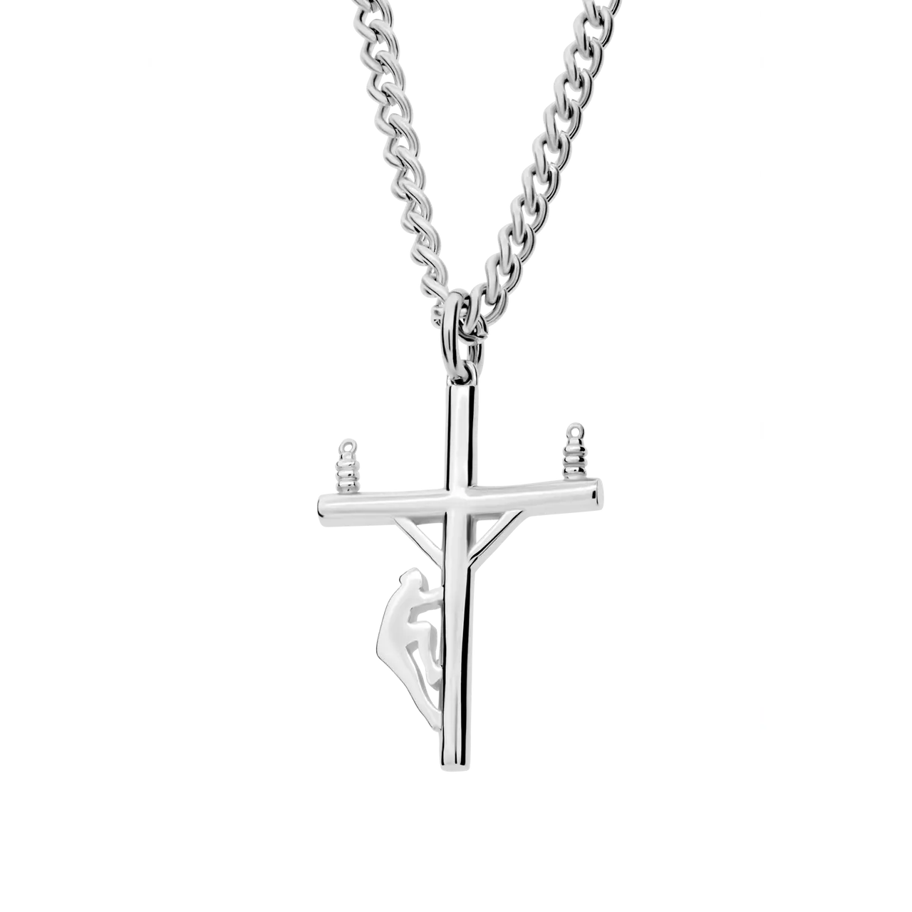 Men's Small Lineman Cross Necklace - John 1:4