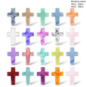 Natural Polished Stone Crosses, Cross Pendant - 10/20pcs Multi-Colored Crystal DIY Jewelry Accessories for Handmade Bracelets & Necklaces | Thoughtful Gift of Love & Emotional Support | Perfect for Seasonal Decoration & Handcrafted Crafts