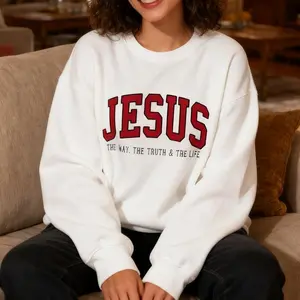 Christian Sweatshirt Jesus Pullover Faith Crewneck Soft Breathable Fit Hoodie for Women Everyday Wear Basic Printed Design Women's Wear Chic Casual Tops Womenswear Fitted Long Sleeve Winter Style