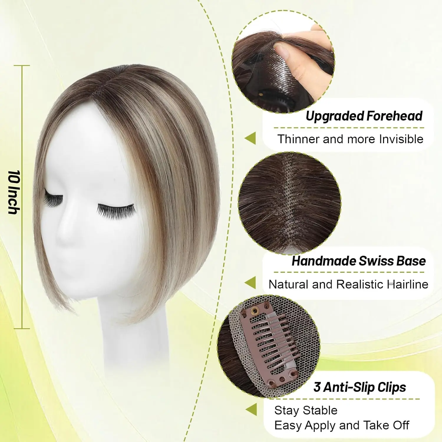Hair Toppers for Women Real Human Hair 10 inch Straight Hair  display picture 1