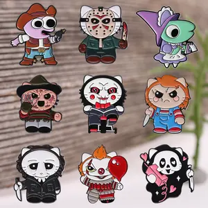 9pcs Cartoon Cute Character Brooches Metal Badges for Bags Clothing Accessories Ideal for Men Women Birthdays Halloween Holidays Exquisite Gifts Random Surprise Set pins