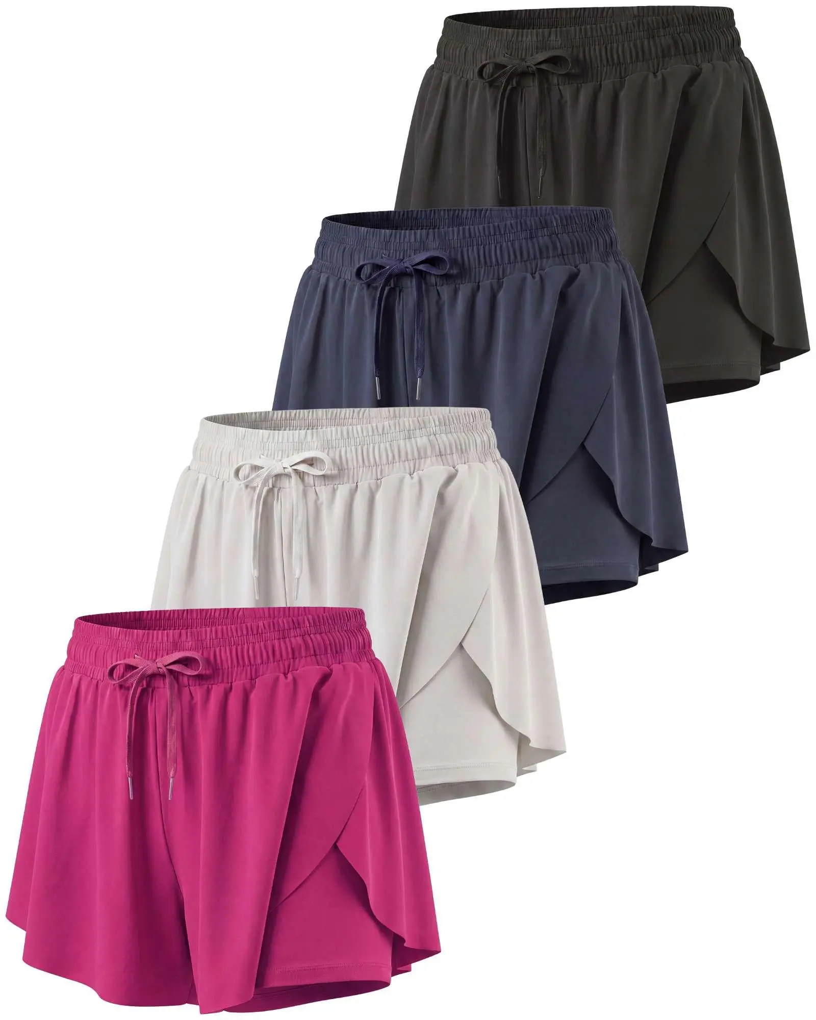 4 Pack Women's Dry Fit Flowy Butterfly Shorts Athletic Workout Gym Casual