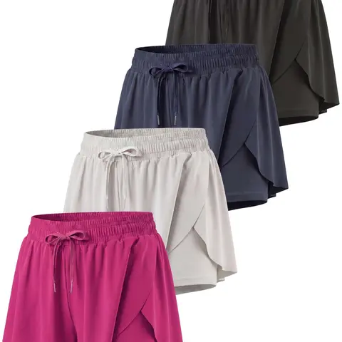 4 Pack Women's Dry Fit Flowy Butterfly Shorts Athletic Workout Gym Casual