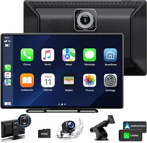 【JumpstartSale】LAMTTO Car Radio for Apple Carplay Android Car, 9 Inch Portable Carplay with 2.5K Dash Cam, 1080P Reversing Camera with Loop Recording, Car Audio Receiver with Bluetooth, GPS, Voice Assistant, Mirror Link, carplay  screen | Gifts