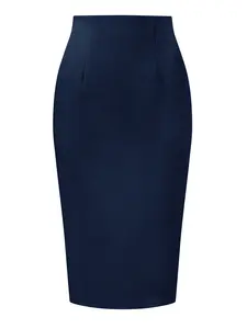 INSPIRE CHIC Knee Length High Waist Basic Business Suit Pencil Skirt