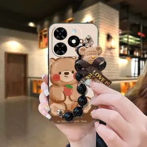 cute Waterproof Phone Case For Tecno Spark Go 2024/BG6/POP8 Anti-knock Bear bracelet Back Cover Simplicity soft case Skin-friendly feel Dirt-resistant protective case phone case