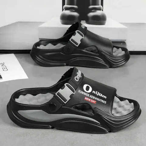 Fashion Casual Non Slip Slippers for Men and Women, Fashionable Soft Slippers, Summer Foot Massage Breathable Cool Sandals, Wave Spray Paint, Color Block Design, Stylish Summer Slippers