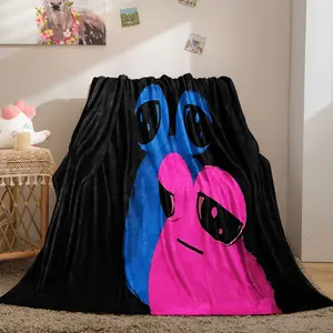 Cartoon Frog Flannel Throw Blanket (1 Piece), Soft Lightweight Blue & Pink Frog Blanket, Perfect Gift for Teens & Adults, for Sofa, Office Naps & Travel