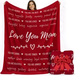 Mom Blanket 50"x60" in Gift Ready Packaging | for International Women's Day | Cozy Dyed Fleece Throw Blanket by FiloEstilo - Best Mom Ever Gift for Couch or Bed | Special Present from Daughter or Son