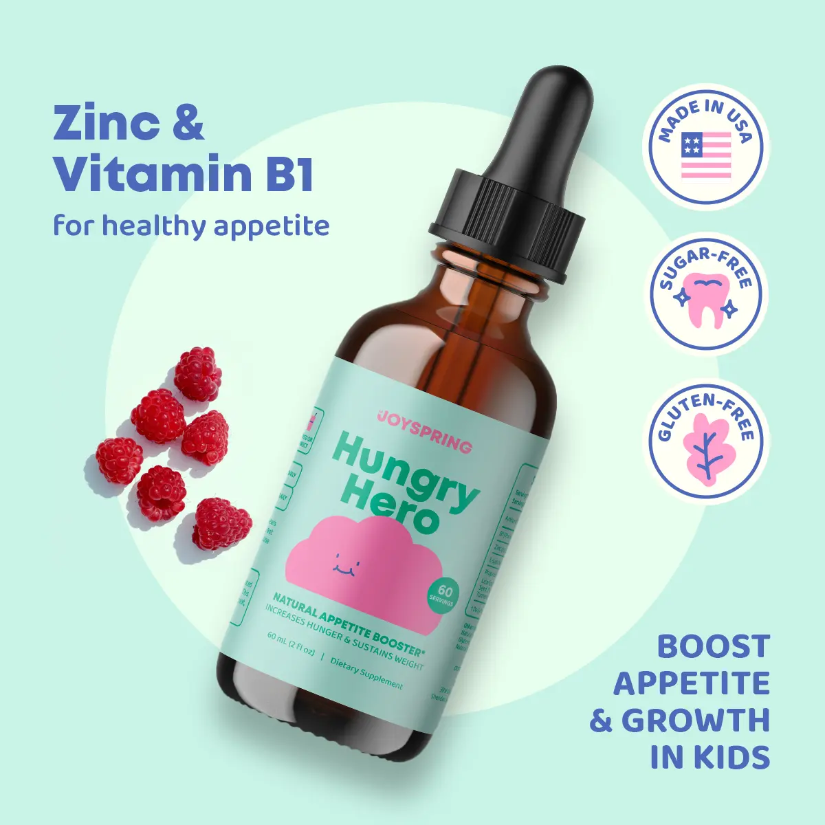 JoySpring Hungry Hero Multivitamins with B Vitamins, Zinc and L-Lysine Supplement for Optimal Health Nutrition