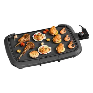 Electric Griddle Teppanyaki Grill, indoor SmokelessGrill,10"x20" Family-Size Cookware,5 adjustabletemperatures,non-stick surface for easy cleaning,SpringTok