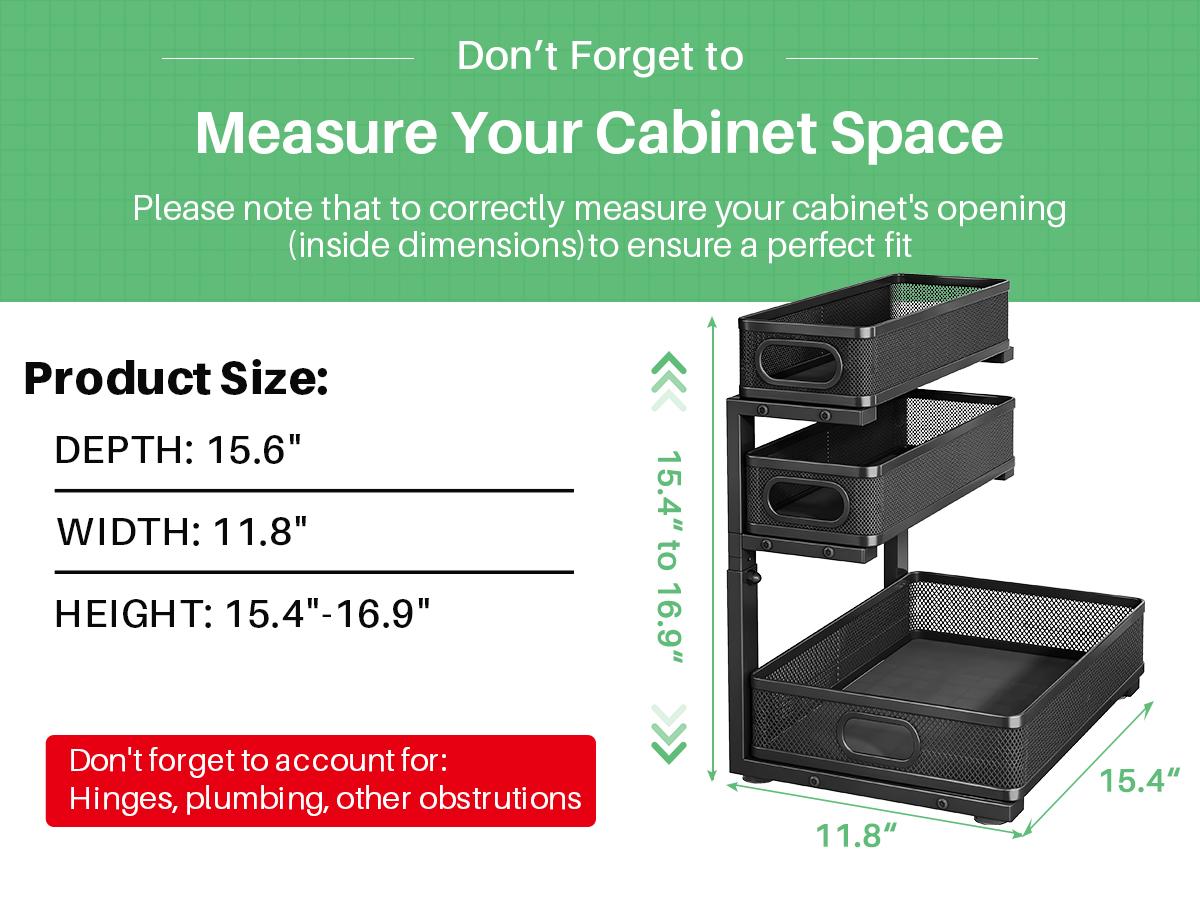 Kitstorack Under Sink Organizer, 2-Pack 3-Tier Height Adjustable Thickened Metal Pull out Cabinet Organizer Shelf, Slide out Storage Drawer Rack for Bathroom Kitchen Pantry Home Laundry Organization Kitstorack Under Sink Organizer, 2-Pack 3-Tier Height Adjustable Thickened Metal Pull out Cabinet Organizer Shelf, Slide out Storage Drawer Rack for Bathroom Kitchen Pantry Home Laundry Organization